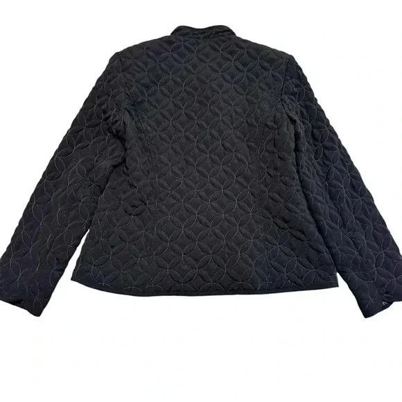 Black quilted button-up light weight jacket size small - Picture 2 of 9